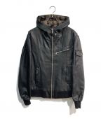 56design56デザイン）の古着「56 S-Line Light Leather Parka JKT」｜ブラック