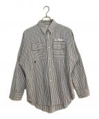 DAIRIKUダイリク）の古着「EMBROIDERY STRIPE FISHERMAN SHIRT/エンブロイダリーストライプフィッシャーマンシャツ」｜ブルー