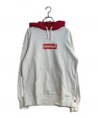 SUPREME×COMME des GARCONS SHIRTシュプリーム×コムデギャルソンシャツ）の古着「14SS BOX LOGO PULLOVER HOODIE/14SSボックスロゴフーディー」｜ホワイト×レッド