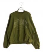 stussyステューシー）の古着「Varsity Oversized Crew/バーシティ オーバーサイズクルー」｜グリーン