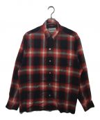 WACKO MARIAワコマリア）の古着「OMBRE CHECK OPEN COLLAR SHIRT L/S」｜レッド×ブラック