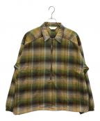 ANCELLMアンセルム）の古着「24AW R/C CHECK PULL OVER SHIRT」｜グリーン×ブラウン