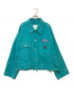 doubletダブレット）の古着「CHAOS EMBROIDERY SILK DUCK CUT OFF JACKET　19SS31BL81」｜ブルー