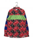 COMME des GARCONS SHIRT BOYSコムデギャルソンシャツボーイズ）の古着「パネルチェックシャツ」｜レッド