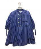 ENFOLDエンフォルド）の古着「WAVE-HEM SHIRT」｜ブルー