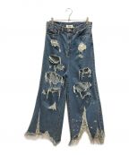 doubletダブレット）の古着「DESTROYED DENIM PANTS」｜インディゴ