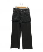 MM6 Maison Margielaエムエムシックス メゾンマルジェラ）の古着「MM BLACK DENIM STRIPED WOOL TAILORING PANTS(エムエム ブラック デニム ストライプド ウール テーラリング パンツ)」｜ブラック