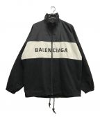 BALENCIAGAバレンシアガ）の古着「ロゴプリントデニム切り替えポプリンシャツブルゾン」｜ブラック