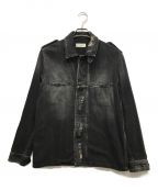 Saint Laurent Parisサンローランパリ）の古着「DISTRESSED DENIM MILITARY SHIRT」｜ブラック