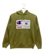 SUPREME×Championシュプリーム×チャンピオン）の古着「18AW Label Hooded Sweatshirt / ラベルフーデッドスウェットシャツ」｜オリーブ