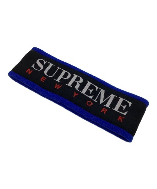 SUPREME（シュプリーム）Supreme (シュプリーム) Fleece Headband / フリースヘッドバンド　ロゴ ブラック×ブルーの古着・服飾アイテム