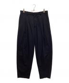 URUウル）の古着「COTTON RAYON 1 TUCK PANTS / コットンレーヨン1タックパンツ　テーパード」｜ブラック