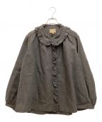 NIGEL CABOURNナイジェルケーボン）の古着「オールドフレンチブラウス　フリル　ランタンスリーブ　リネン」｜グレー