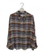 Graphpaperグラフペーパー）の古着「Tencel Check Regular Collar Big Shirt/テンセルチェックレギュラーカラービッグシャツ」｜グレー