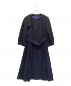 BLUE LABEL CRESTBRIDGEブルーレーベルクレストブリッジ）の古着「ダブルクロス ジョーゼット ドレスコート Blue Lab:EZUMi」｜ネイビー