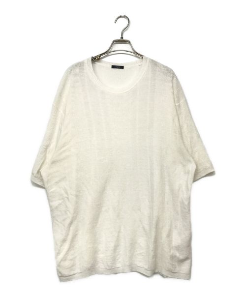 YLEVE（イレーヴ）YLEVE (イレーヴ) リネンコットンシャドーストライプS/Sクルーネックニット ホワイト サイズ:5の古着・服飾アイテム