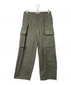 BLURHMSブラームス）の古着「Washed Gabardine Super Wide 6P Slacks」｜カーキ