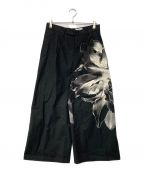 TAAKKターク）の古着「PIGMENT FLOWER WIDE TROUSERS」｜ブラック