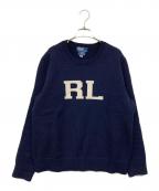 POLO RALPH LAURENポロ・ラルフローレン）の古着「INTARSIA RL KNIT/インターシャニット」｜ネイビー