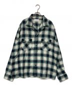 UNUSEDアンユーズド）の古着「CHECK OPEN COLLAR SHIRTS」｜グリーン