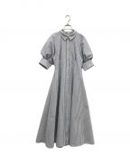 HER LIP TOハーリップトゥ）の古着「Volume Sleeve Stripe Dress」｜ブルー