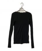 AURALEEオーラリー）の古着「HIGH GAUGE SHEER RIB BOATNECK LONGSLEEVE TEE」｜ブラック