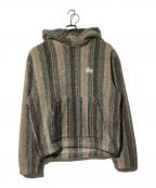 stussyステューシー）の古着「Stripe Sherpa Hoodie」｜グリーン×ベージュ