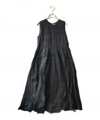 ne quittez pasヌキテパ）の古着「Cotton Voile Shirring Sleeveless Dress / ノースリーブギャザーワンピース」｜ブラック