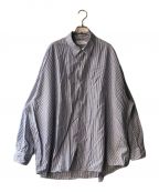 Graphpaperグラフペーパー）の古着「Broad L/S Oversized Regular Collar Shirt」｜ブルー×ホワイト