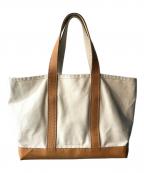 HERITAGE LEATHER×JOURNAL STANDARDヘリテイジレザー×ジャーナル スタンダード）の古着「別注 CANVAS LTH TOTE」｜ベージュ×アイボリー