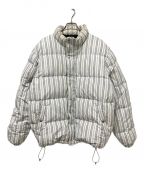 stussyステューシー）の古着「Stripe Down Puffer Jacket」｜ホワイト