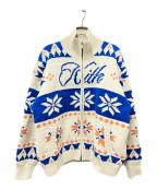 KITHキス）の古着「Wyona Full Zip Sweater」｜ブルー×アイボリー