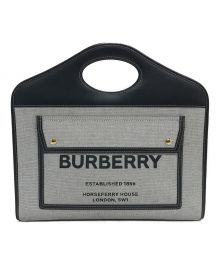 BURBERRY（バーバリー）の古着「2WAY POCKET BAG ロゴキャンバスハンドバッグ」｜グレー