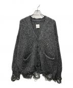 NOUNLESSナウンレス）の古着「SHINY GRUNGE KNIT CARDIGAN」｜グレー