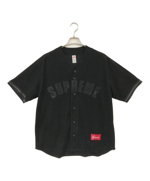 SUPREME（シュプリーム）Supreme (シュプリーム) Ultrasuede Mesh Baseball Jersey ブラック サイズ:Mの古着・服飾アイテム