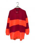 BALENCIAGAバレンシアガ）の古着「Patchwork Long Sleeve Polo Shirt」｜レッド×オレンジ