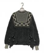 Mame Kurogouchiマメクロゴウチ）の古着「Ethnic Pattern Fringe Knit」｜グレー