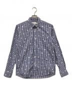 uniform experimentユニフォームエクスペリメント）の古着「STAR PRINT GINGHAM CHECK B.D SHIRT」｜ブルー