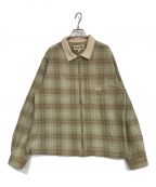 stussyステューシー）の古着「FRANK PLAID ZIP SHIRT」｜ベージュ