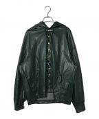 CULLNIクルニ）の古着「Faux Leather Dot Button Hoodie Blouson」｜グリーン