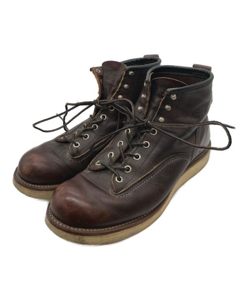 RED WING（レッドウィング）RED WING (レッドウィング) ラインマンブーツ ブラウン サイズ:8の古着・服飾アイテム