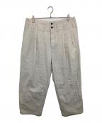 ANCELLMアンセルム）の古着「BELTED L/C TUCK WIDE PANTS」｜ベージュ