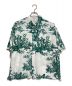 UNUSED（アンユーズド）の古着「4 continents print short sleeve shirt」｜ホワイト×グリーン