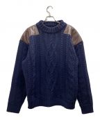 ICE&TECHNOアイス＆テクノ）の古着「LEATHER PATCHED COMBAT KNIT」｜ネイビー