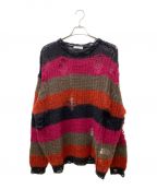 flagstuffフラグスタフ）の古着「BORDER MOHAIR BORO SWEATER」｜マルチカラー