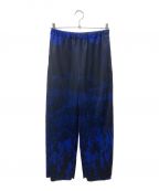 NON TOKYOノントーキョー）の古着「PRINT RIB WIDE PANTS」｜ブルー×ブラック