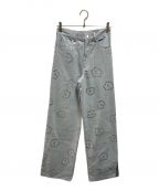 POPPYポピー）の古着「SILVER FLOWER DENIM PANTS」｜スカイブルー