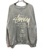 stussy×Championステューシー×チャンピオン）の古着「ワールドツアープリントスウェット」｜グレー