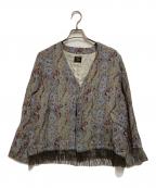 Needlesニードルズ）の古着「FRINGE CARDIGAN JACQUARD PAISLEY」｜グレー