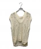 Mame Kurogouchiマメクロゴウチ）の古着「Curtain Lace Pattern Knitted V Neck Vest」｜アイボリー